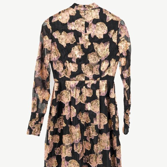 Erdem Effie Black Metallic Floral-Jacquard Organza Dress - Picture 2 of 11